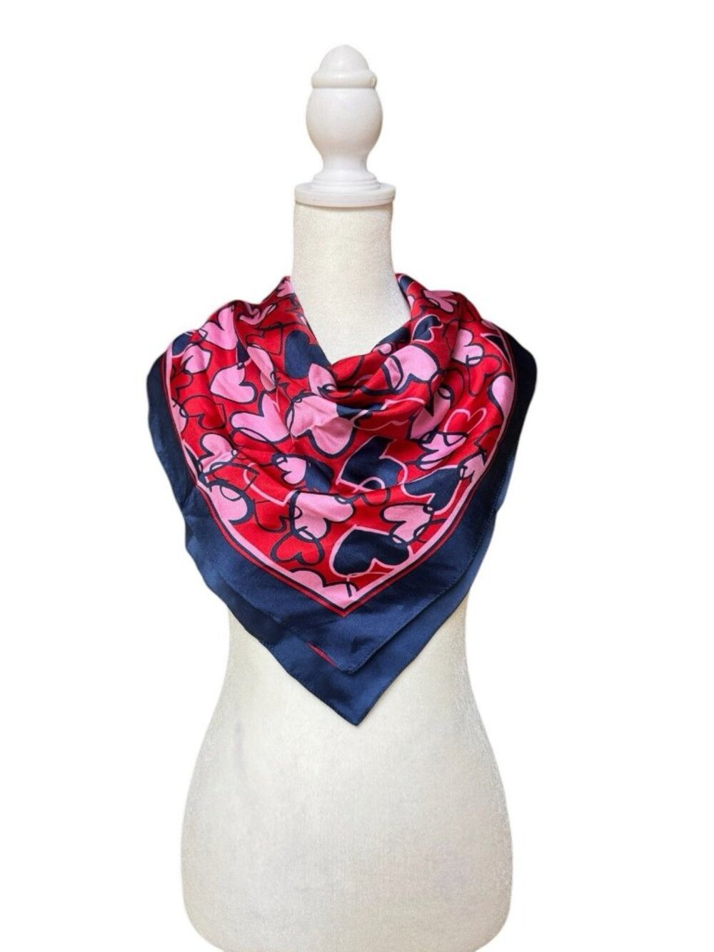 Talbots 100% Silk Scarf Hearts Print Square 33x33 NWT